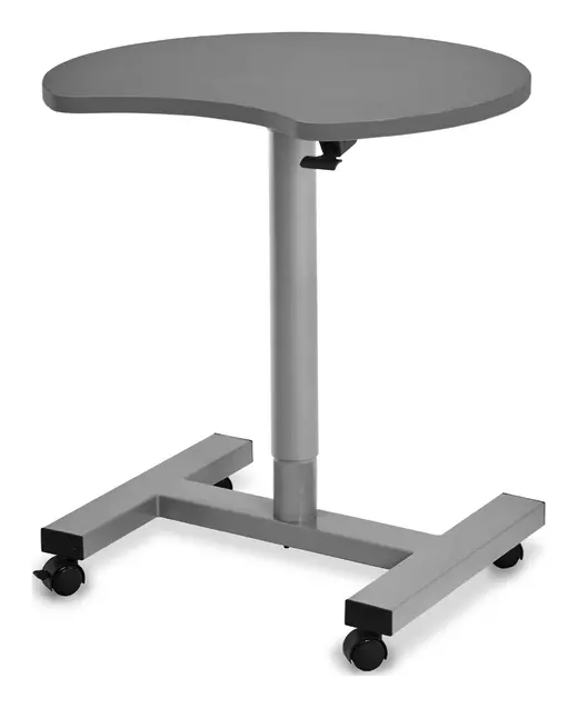 Alumni Sit Stand Mobile Crescent Table Metallic Base with Cosmic Starndz HPL Top - 30W x 30D x 29/42H