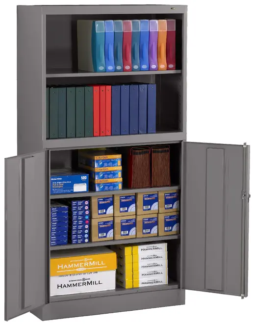 Combination Bookcase/Storage Cabinet, Assembled - 36W x 18D x 72H