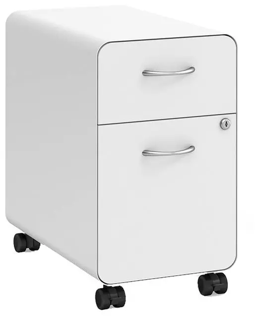 Designer Mobile Box/File Pedestal, White - 12W x 20D x 20H