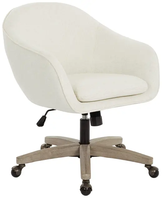 Nora Office Chair in Linen Fabric with Grey Brush Wood Base KD