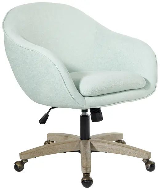Nora Office Chair in Mint Fabric with Grey Brush Wood Base KD