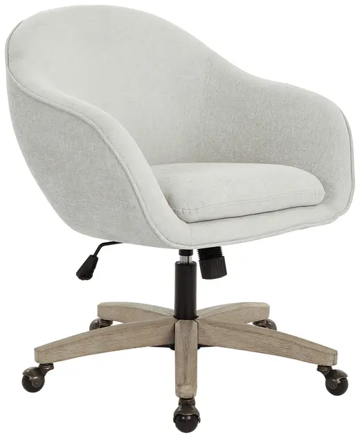 Nora Office Chair in Dove Fabric with Grey Brush Wood Base KD