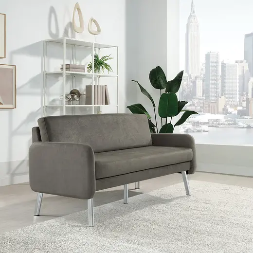 Faux Leather Sofa - 63.5W x 28.75D x 33.5H