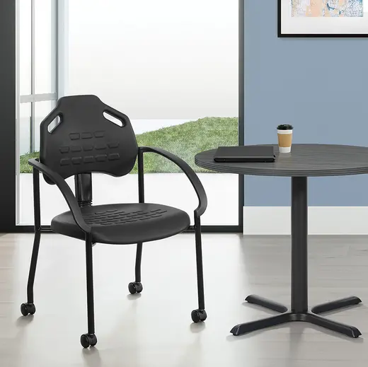 Rolling Guest Chair w/ Polyurethane Seat and Back - 24.25W x 22.25D x 33.75/36H