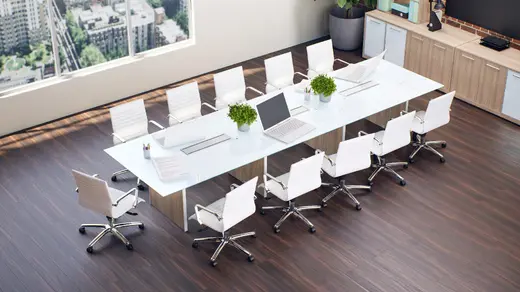 Modern Elegance for Your Conference Room: New White Laminate and Glass Tables