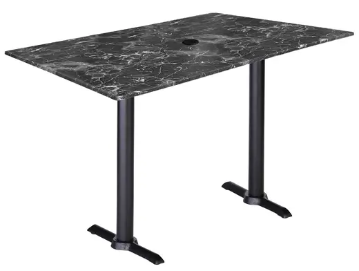 Two 30 Tall OD211EB Indoor/Outdoor All-Season Table Bases with a 32 x 48 Top with Umbrella Hole