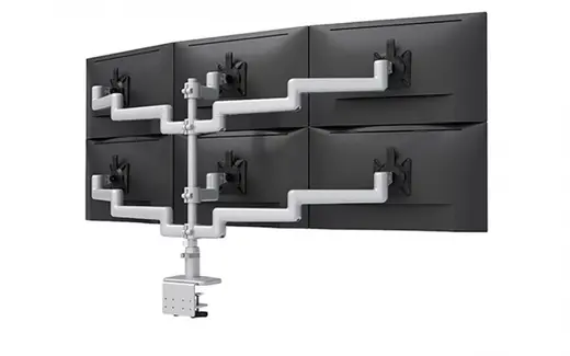 Six Fixed + Fixed Monitor Arms - Desk Clamp