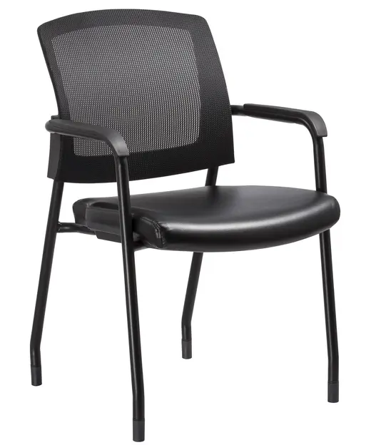 Cronet Stacking Chair with Arms and Black Vinyl Cushion