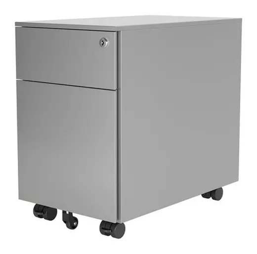 Slim Mobile Pedestal Drawers - Silver