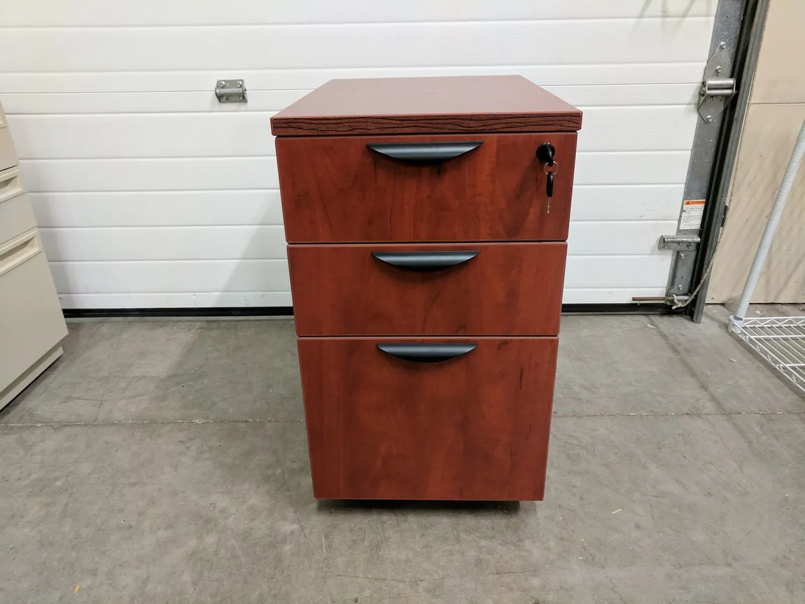 3 Drawer Mobile Cherry Laminate Pedestal File 