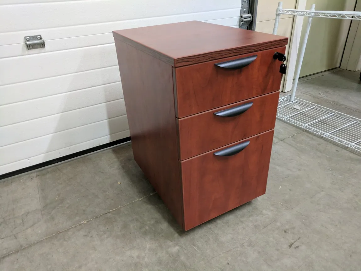 3 Drawer Mobile Cherry Laminate Pedestal File 