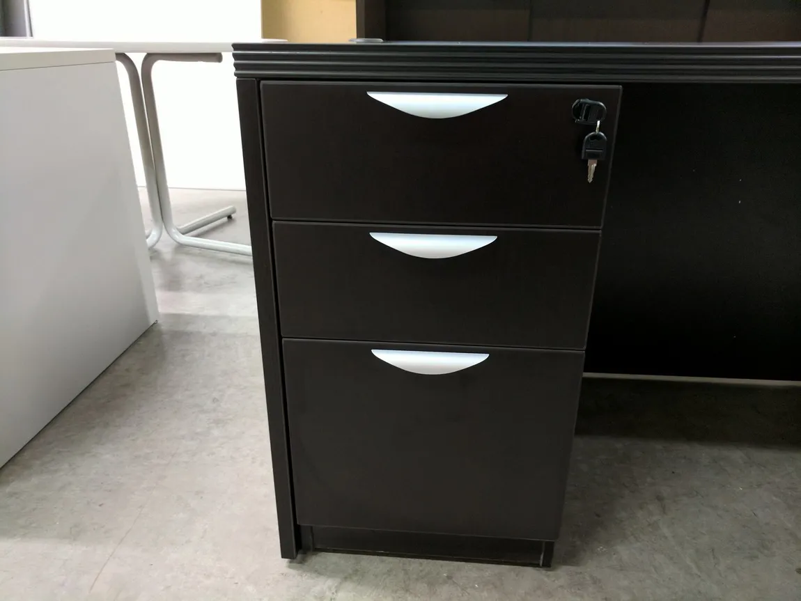Dark Walnut Express Laminate Executive Desk With Drawers 