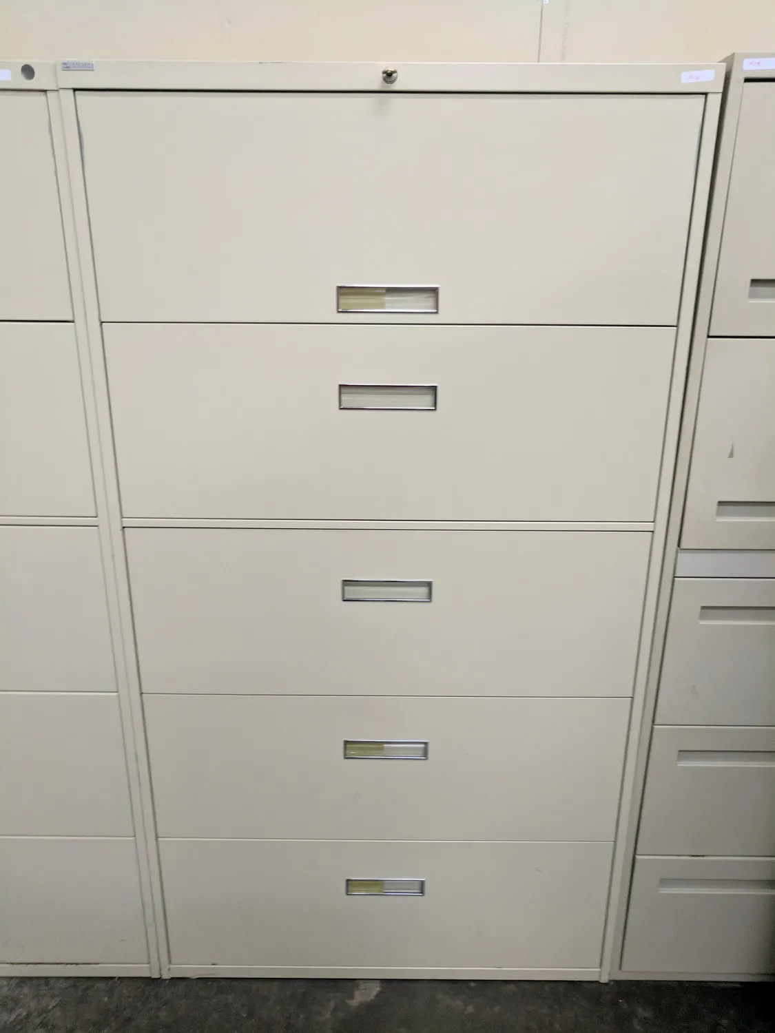 Steelcase 5 Drawer Putty Lateral File Cabinet â€“ 36 Inch Wide
