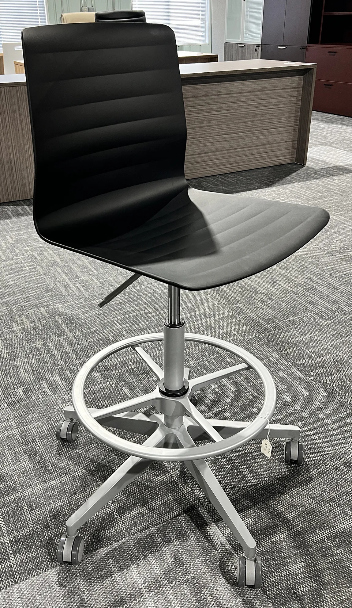 Black Adjustable Stool with Back