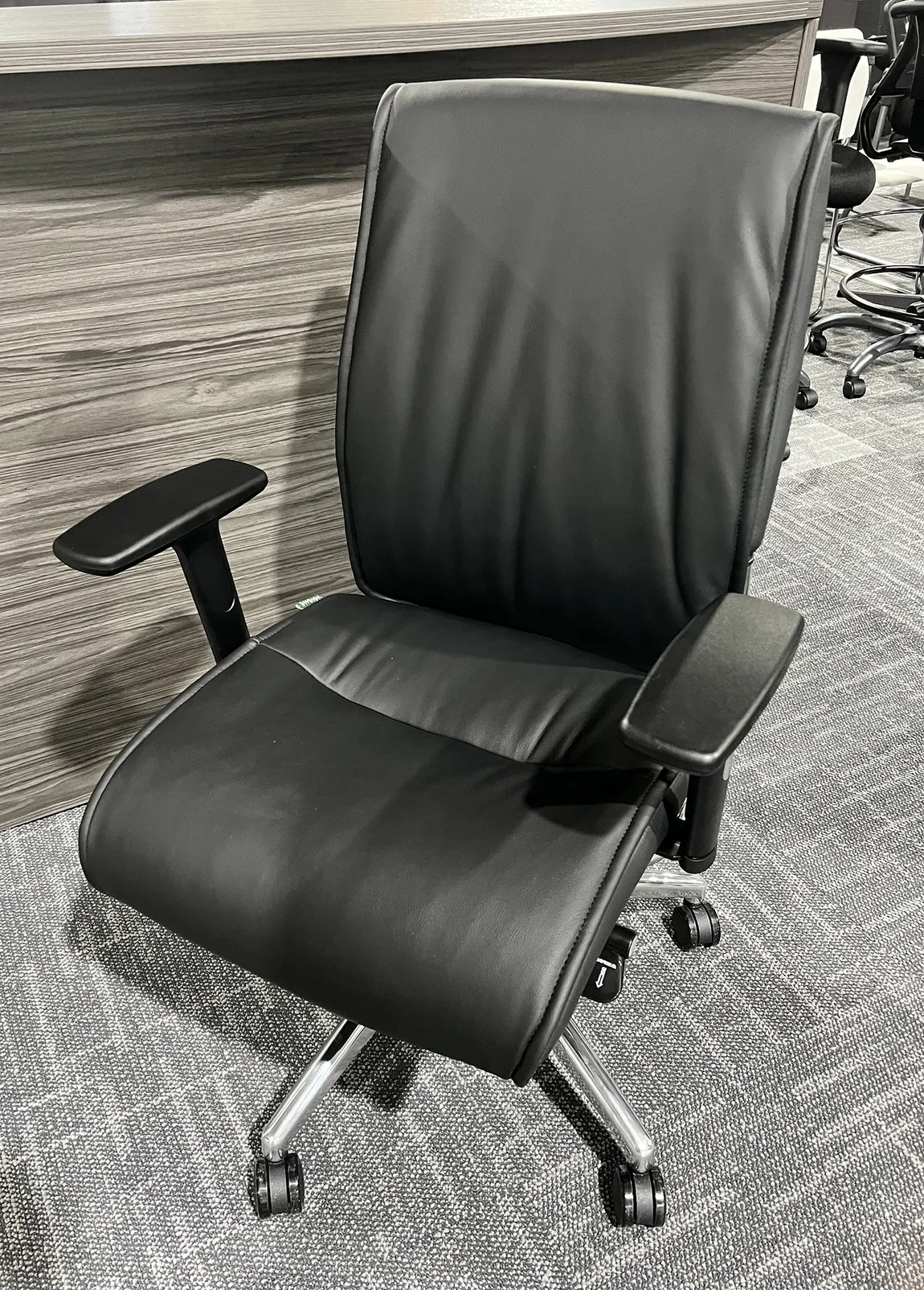 Black Leather Mid-Back Office Chair