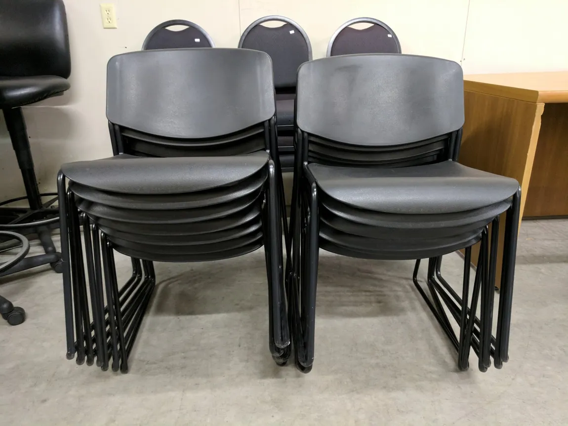 Black Plastic Stacking Guest Chairs