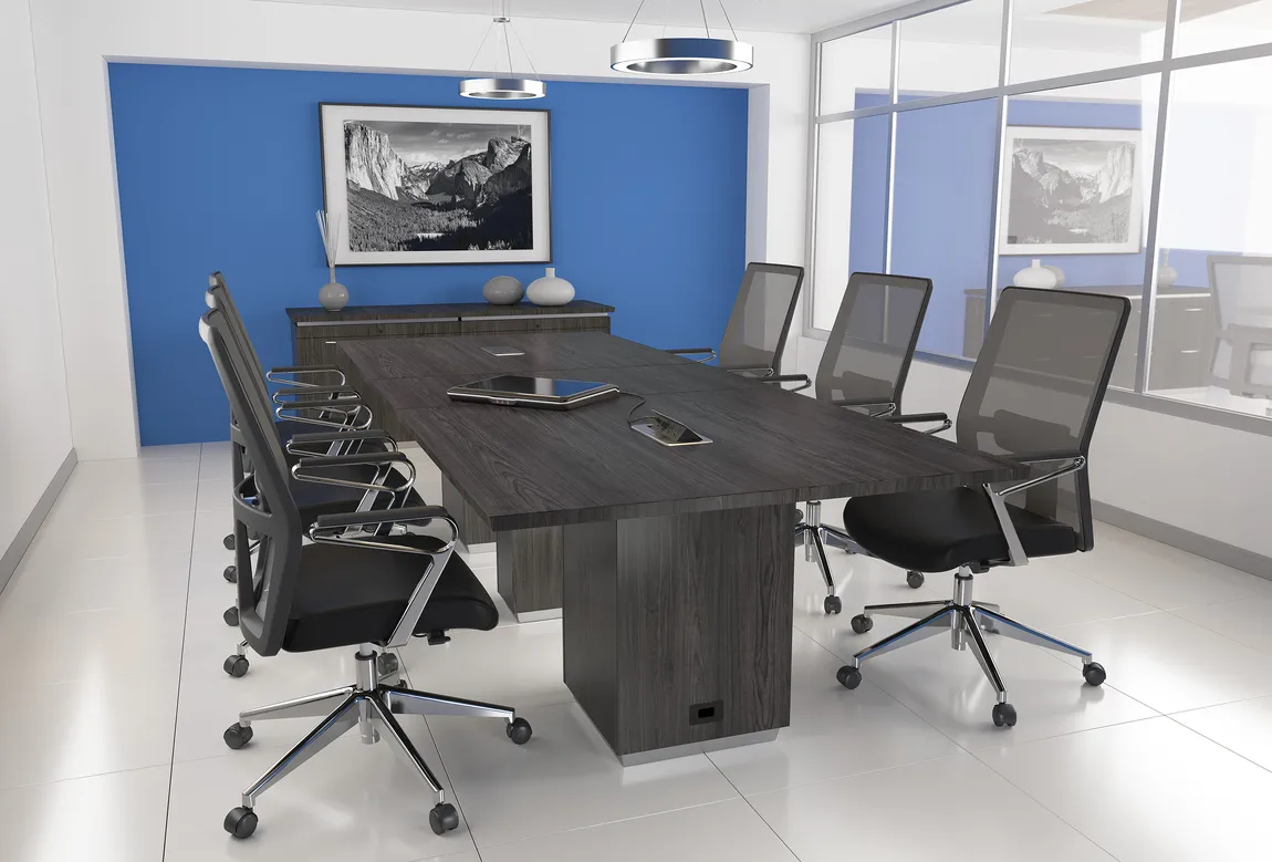 fullsize rectangular conference table with power and storage 1