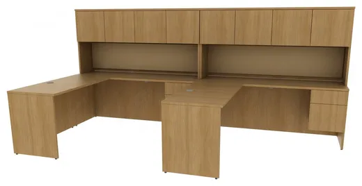 2 Person Desk with Hutch and Drawers