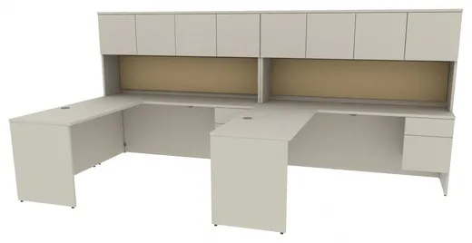2 Person Desk with Hutch and Drawers