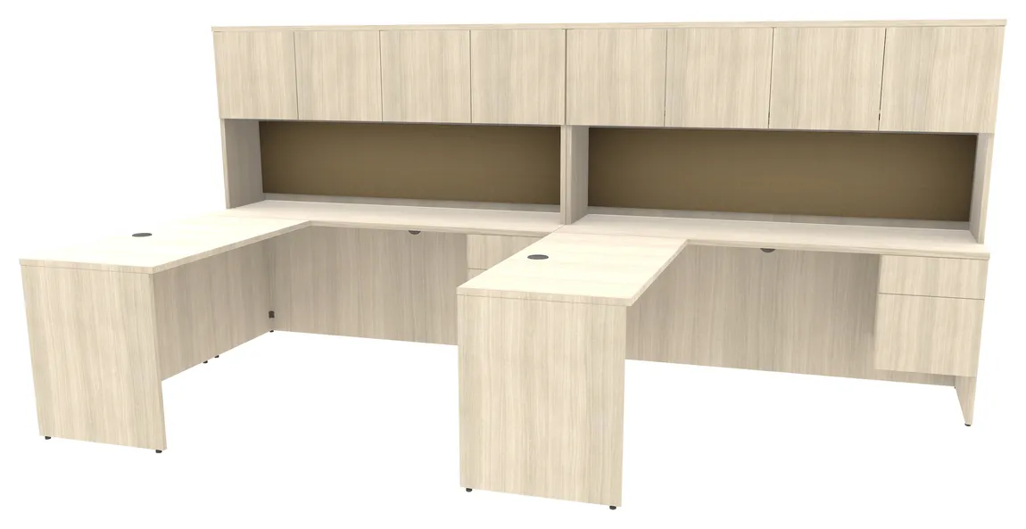 2 Person Desk with Hutch and Drawers