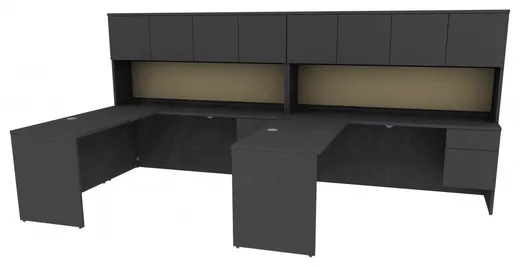 2 Person Desk with Hutch and Drawers