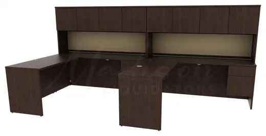 2 Person Desk with Hutch and Drawers