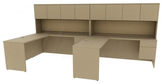 2 Person Desk with Hutch and Drawers