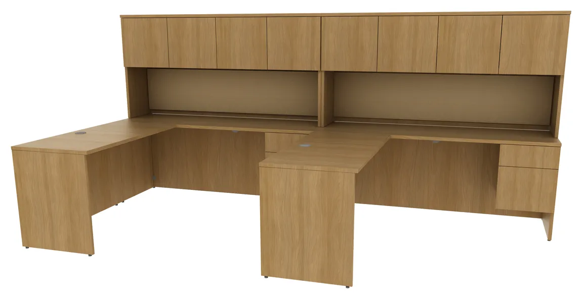 2 Person Desk with Hutch and Drawers