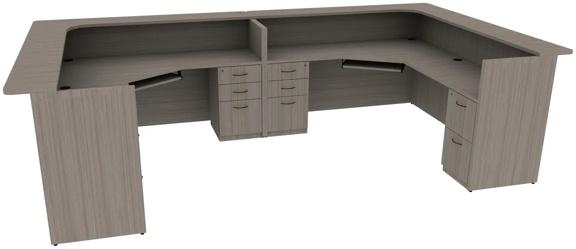small 2 person reception desk with drawers 3