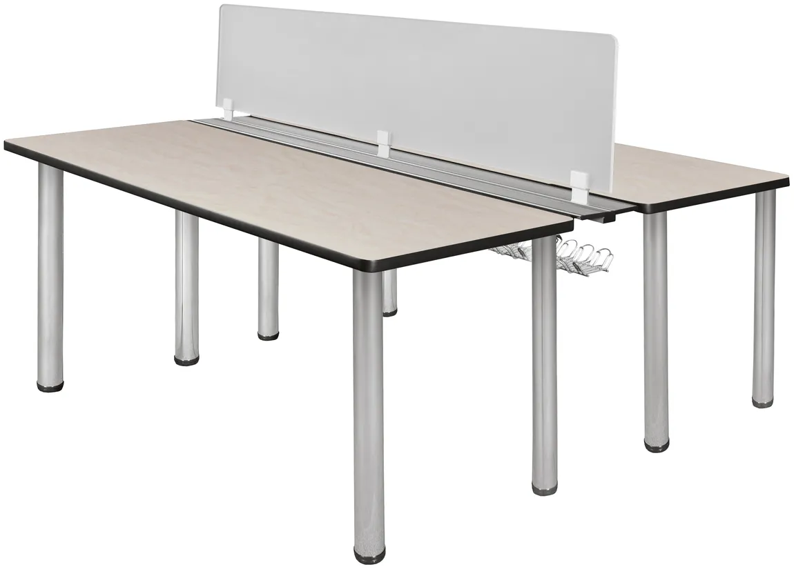 2 Person Workstation with Privacy Panels