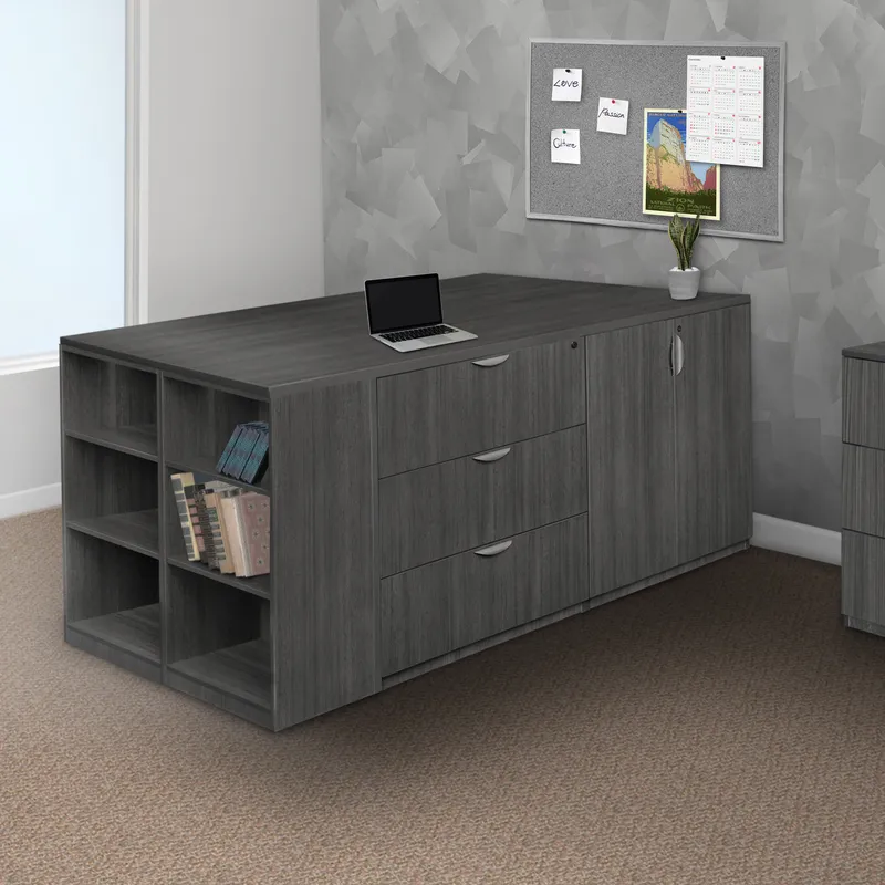 small 3 lateral file with storage and bookcase 2