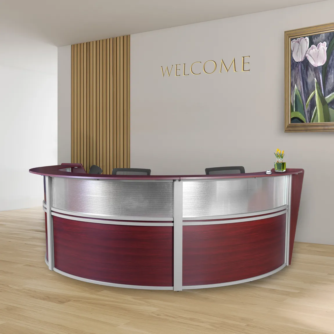 3 Person Curved Reception Desk