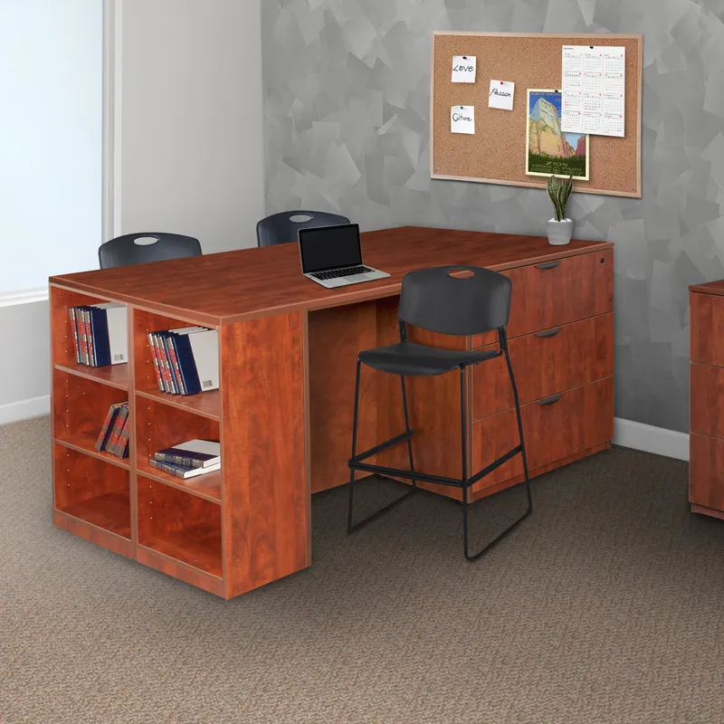 3 Person Standing Desk with Lateral Drawers