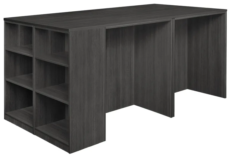 3 Person Standing Desk with Storage Cabinet