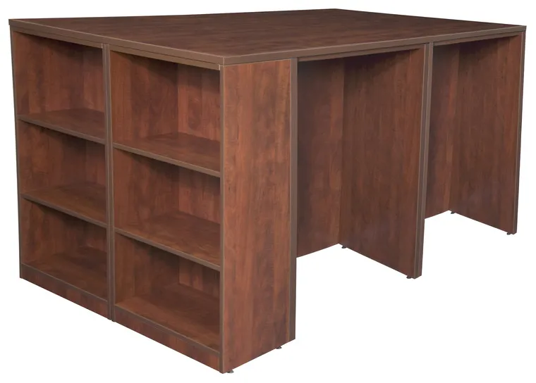 3 Person Standing Desk with Storage Cabinet