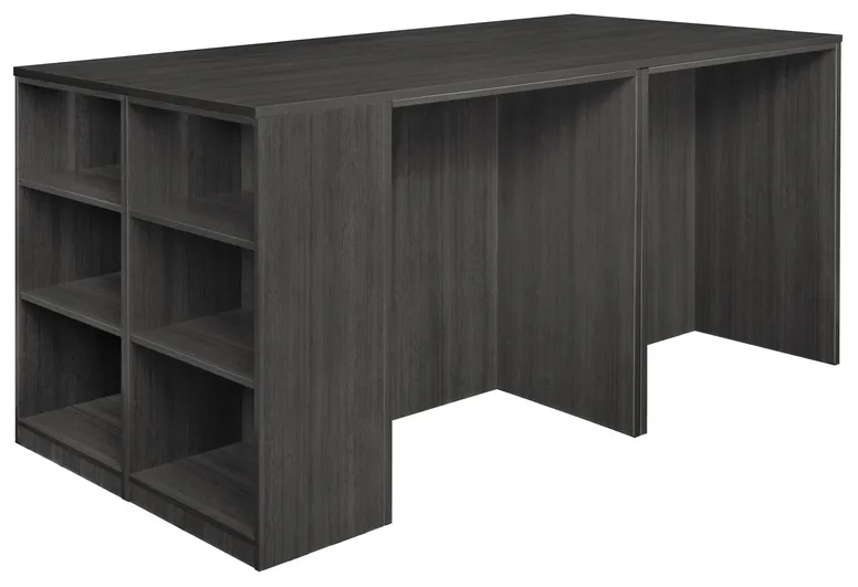 2 Person Standing Desk with Storage Cabinets