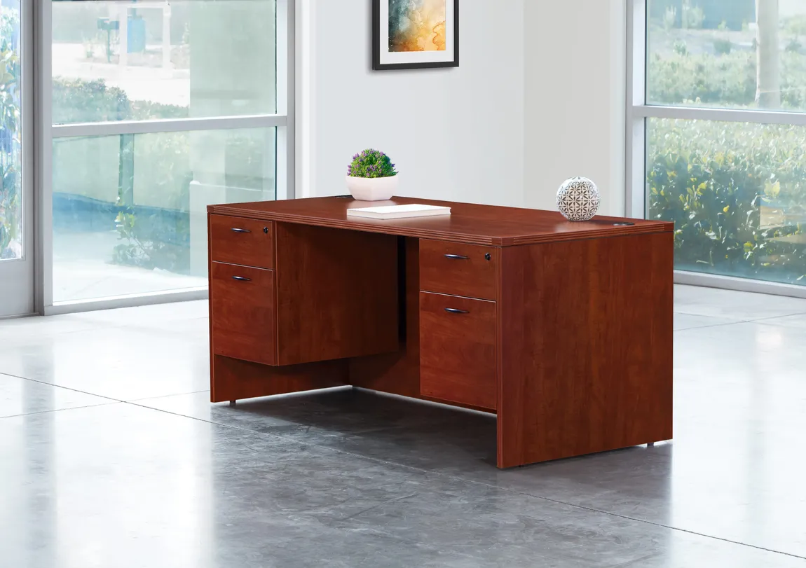 fullsize rectangular desk with drawers 1
