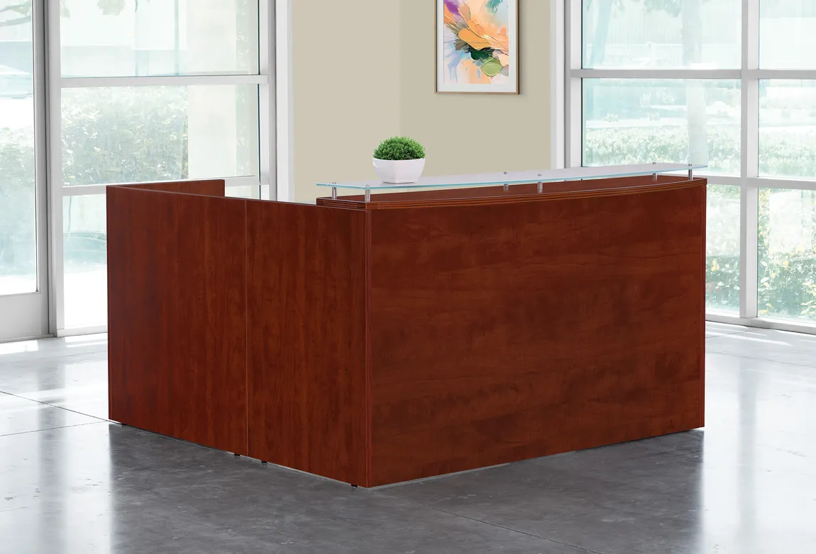 L Shaped Reception Desk with Glass Counter