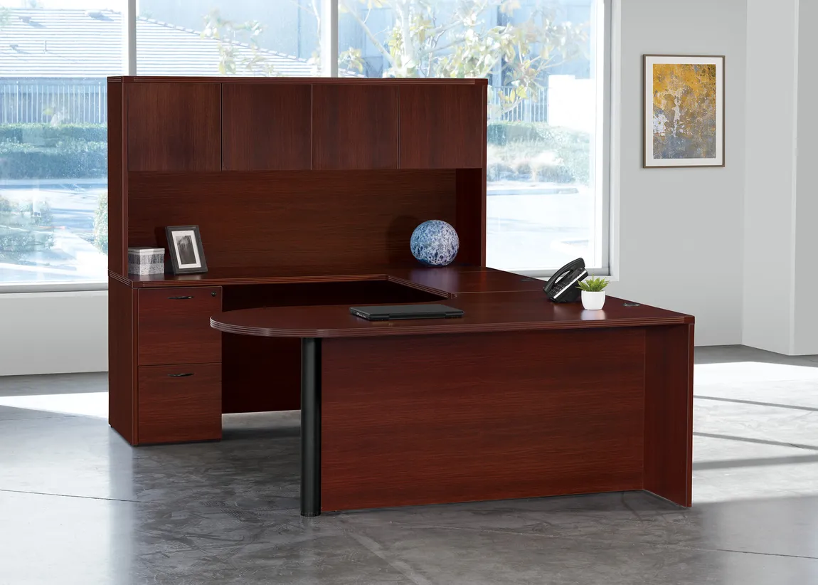 fullsize u shaped peninsula desk with hutch 1