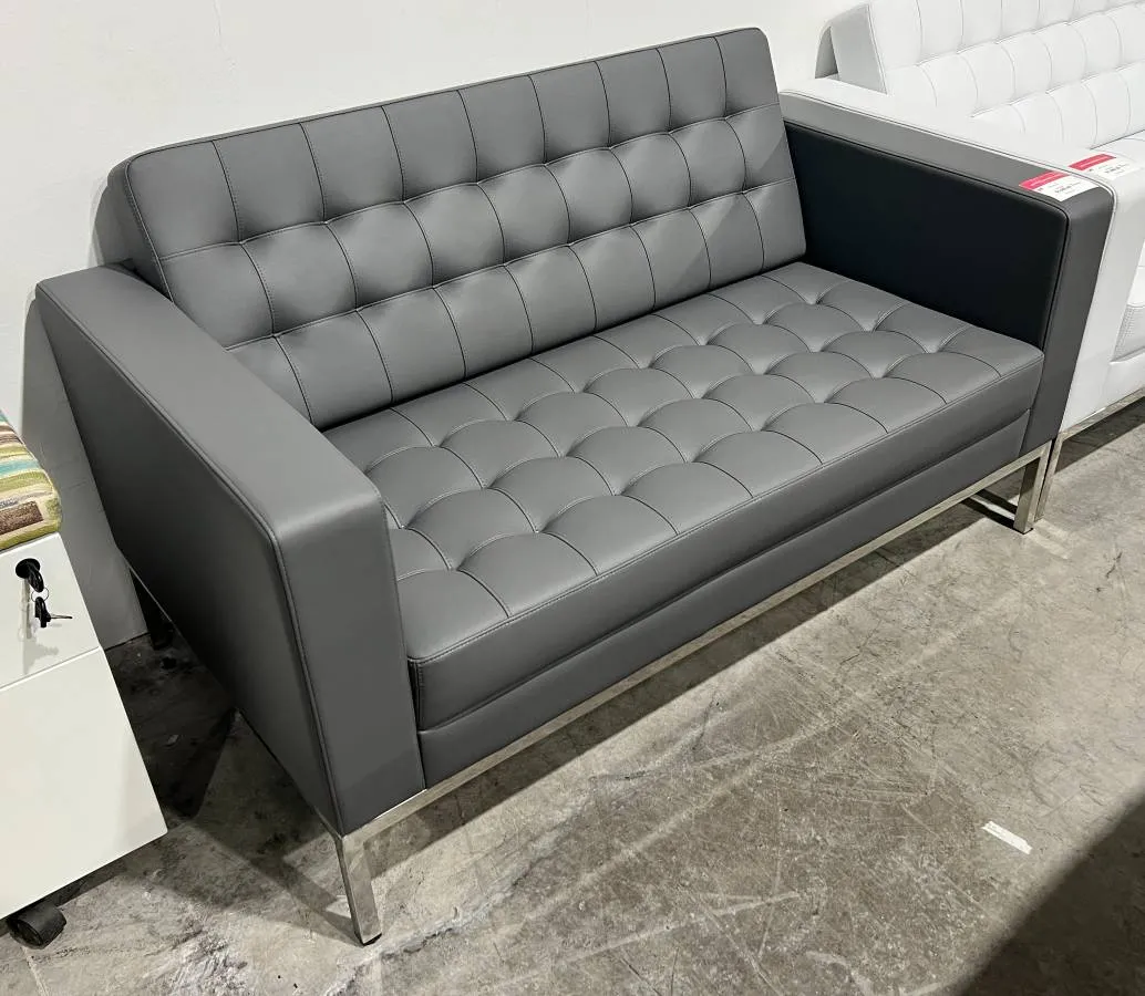 Grey Waiting Room Loveseat Couch