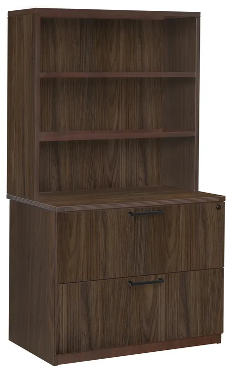 Lateral File Cabinet with Bookcase Hutch