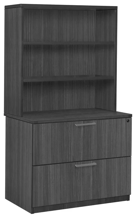 Lateral File Cabinet with Bookcase Hutch