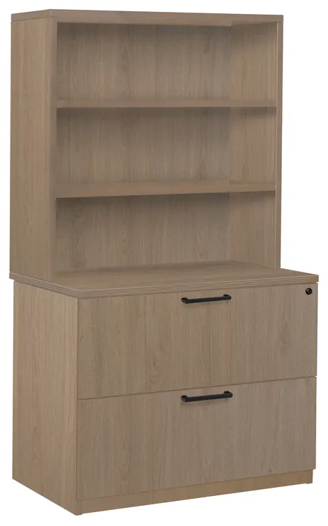 Lateral File Cabinet with Bookcase Hutch