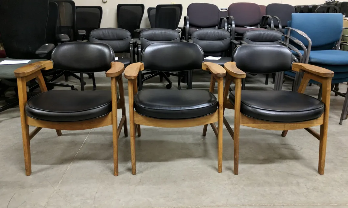 Eck-Adams Black Vinyl Guest Chairs