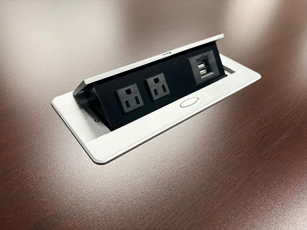 small cube base conference table with power 2