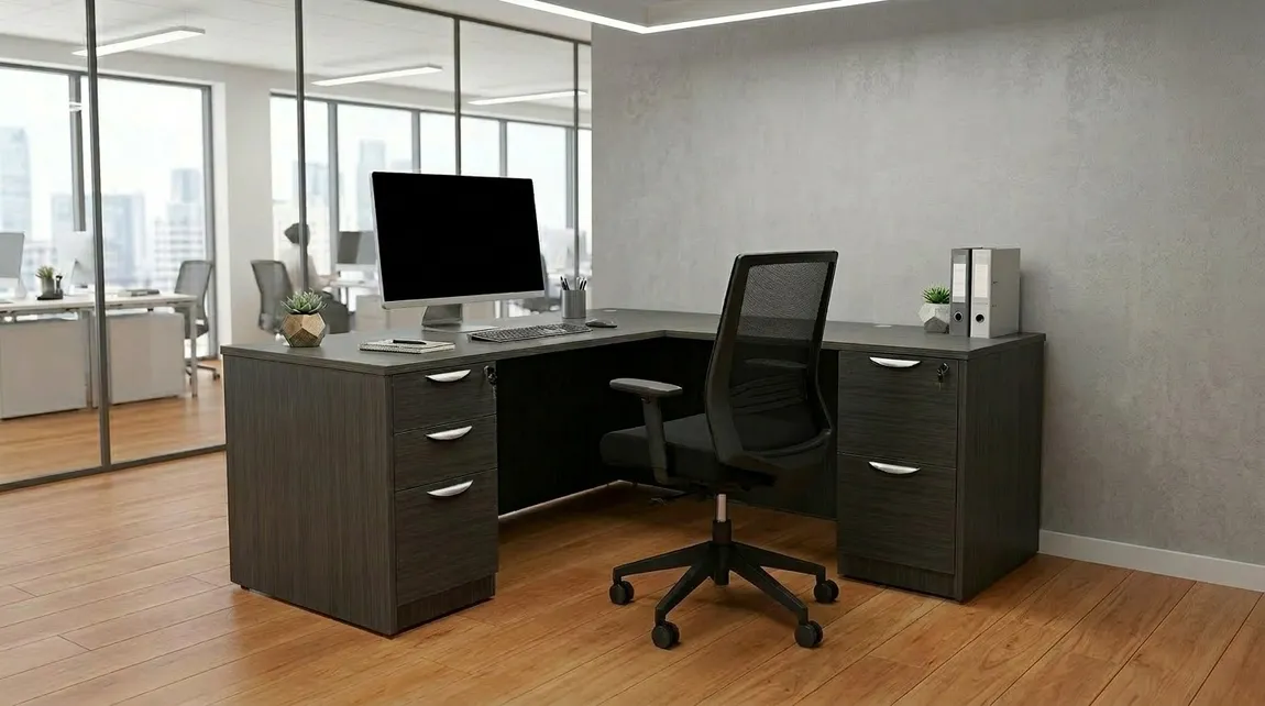 L Shaped Desk with Drawers