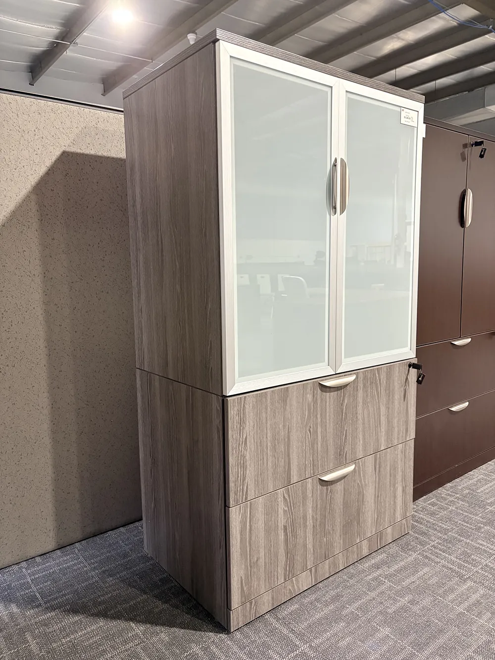 Lateral File with Storage Cabinet Top