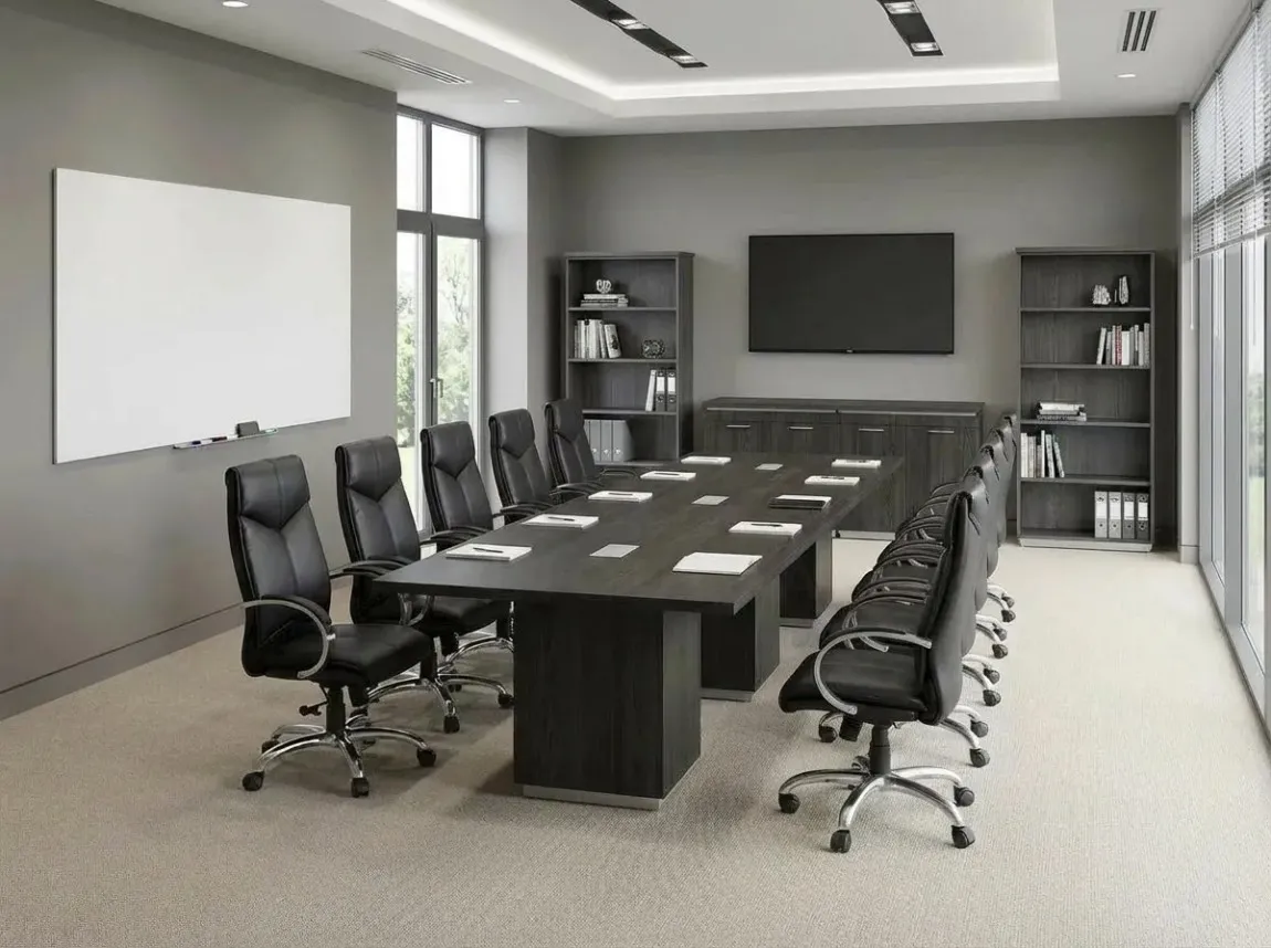 Conference Table with Chairs and Storage