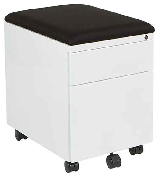 2 Drawer Mobile Pedestal with Cushion Top