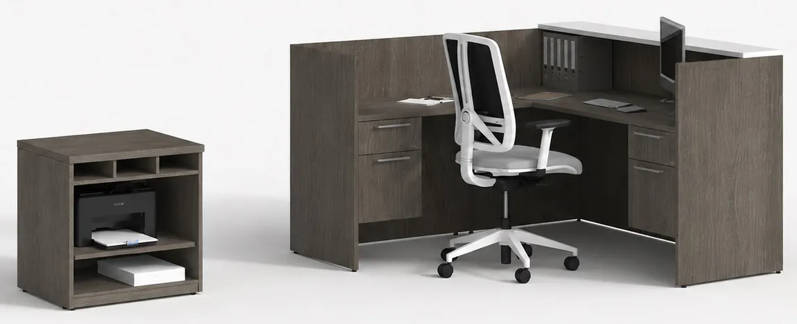 L Shaped Reception Desk with Drawers